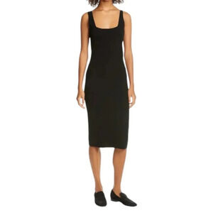 Vince Black Square Neck Wool Blend Knit Midi Tank Dress S